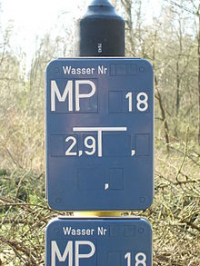 Hinweisschilder für Wassermesspunkte